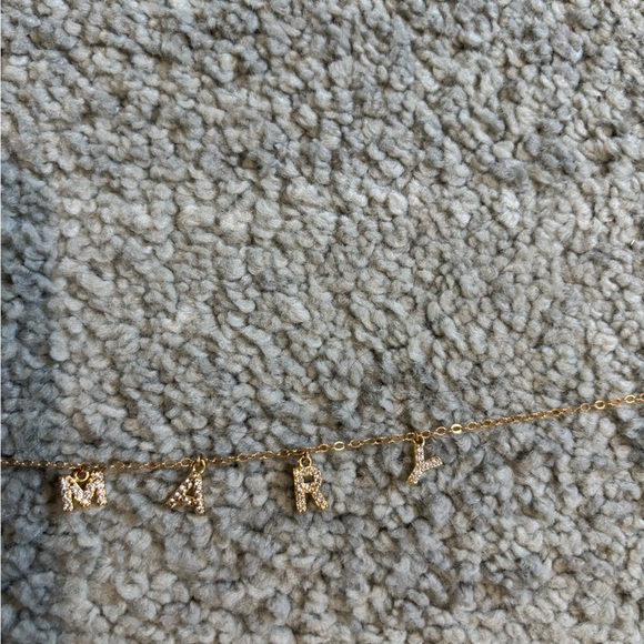 Gold Color Mary Letter Necklace 18 inch - Picture 6 of 9